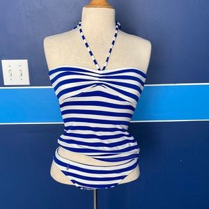 RALPH LAUREN Tankini.  Royal Blue/white stripes. Sz Small